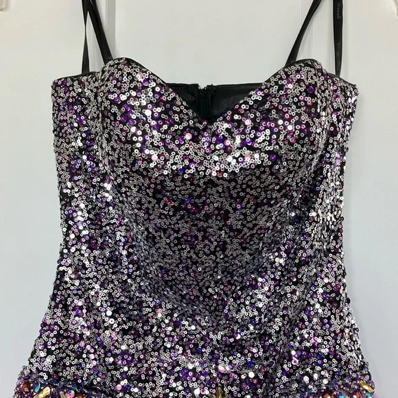 Sequin and Feather Strapless Dress - Picture 2 of 9